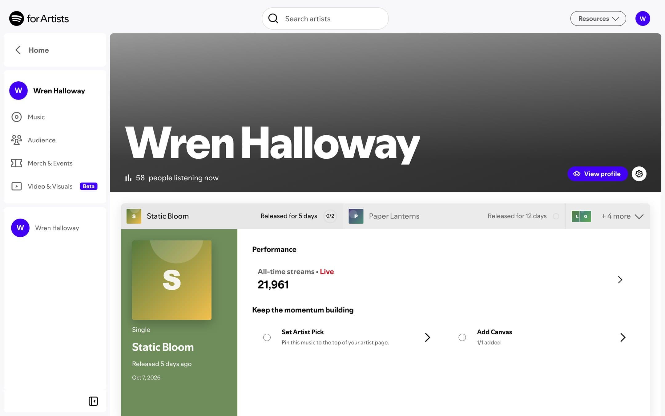 Spotify dashboard