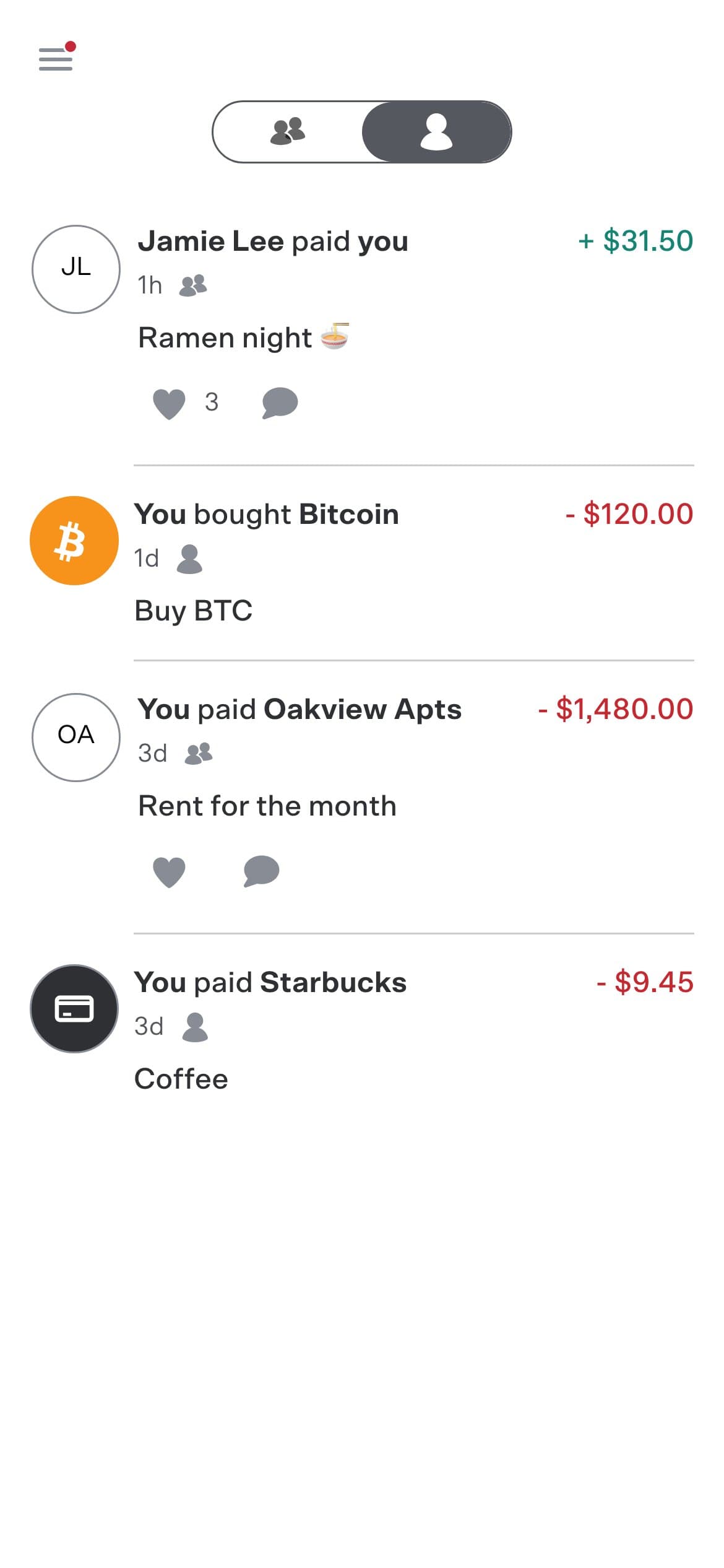 Venmo on iPhone
