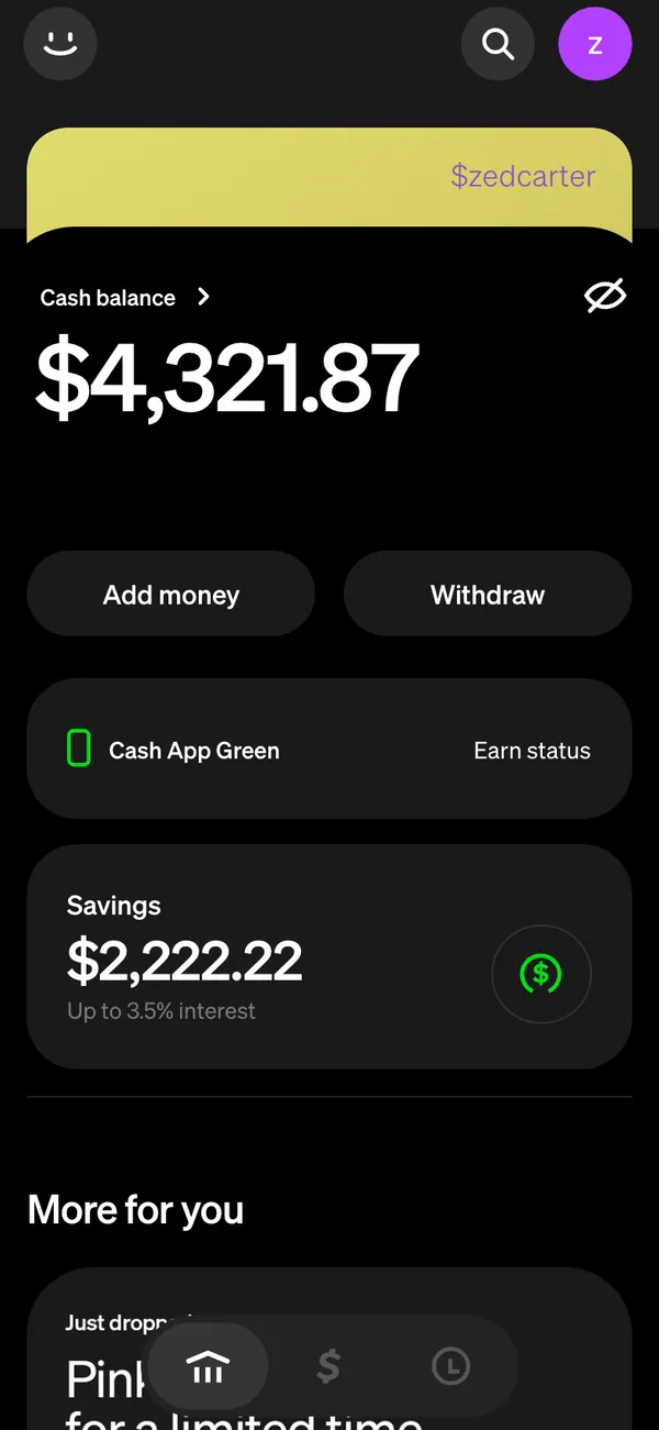 Cash App screen 1