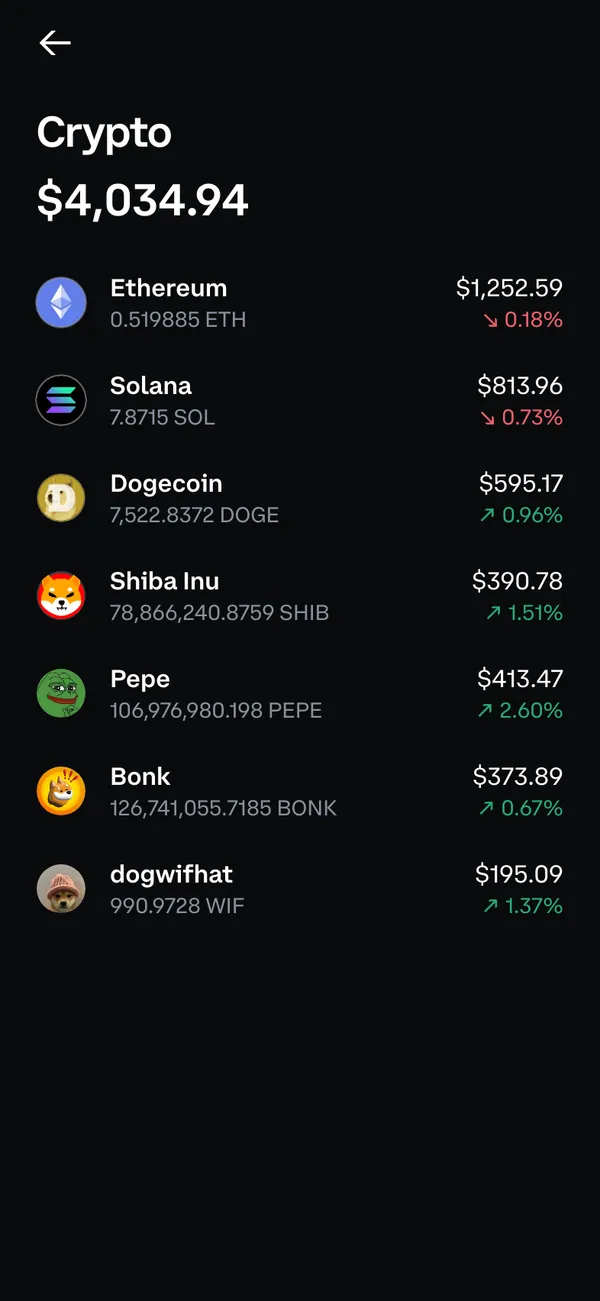 Coinbase on mobile, screen 4