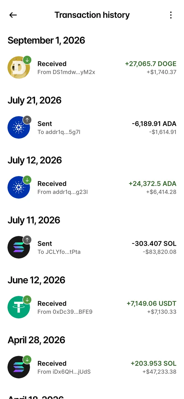 Ledger on mobile, screen 4