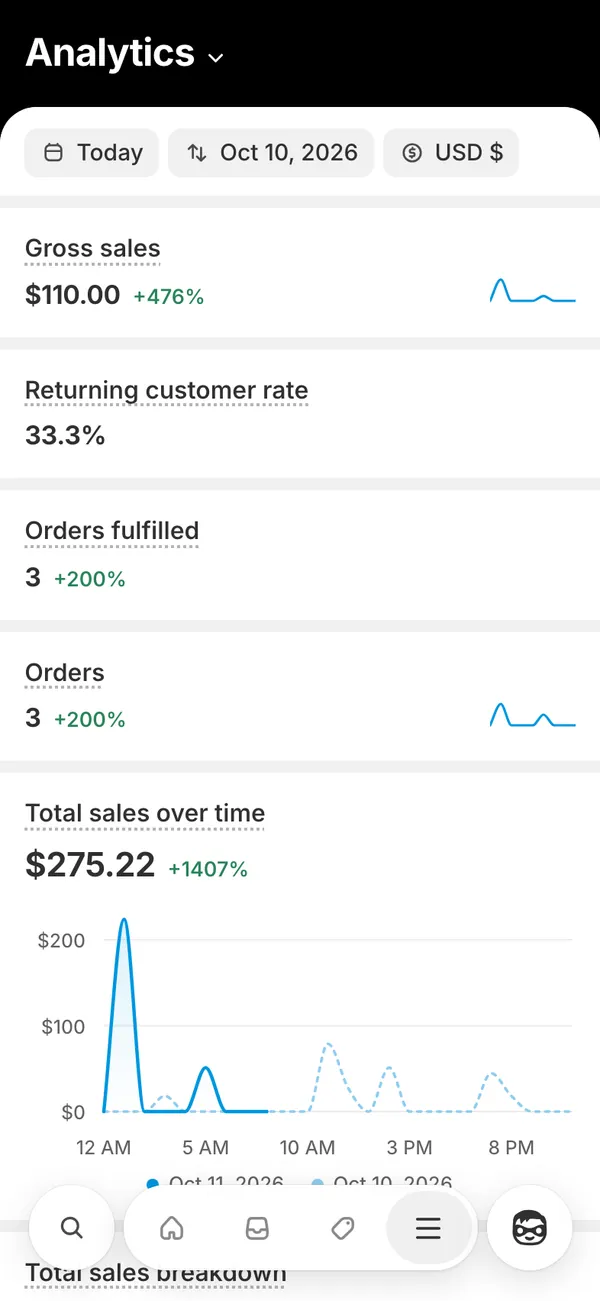 Shopify on mobile, screen 4
