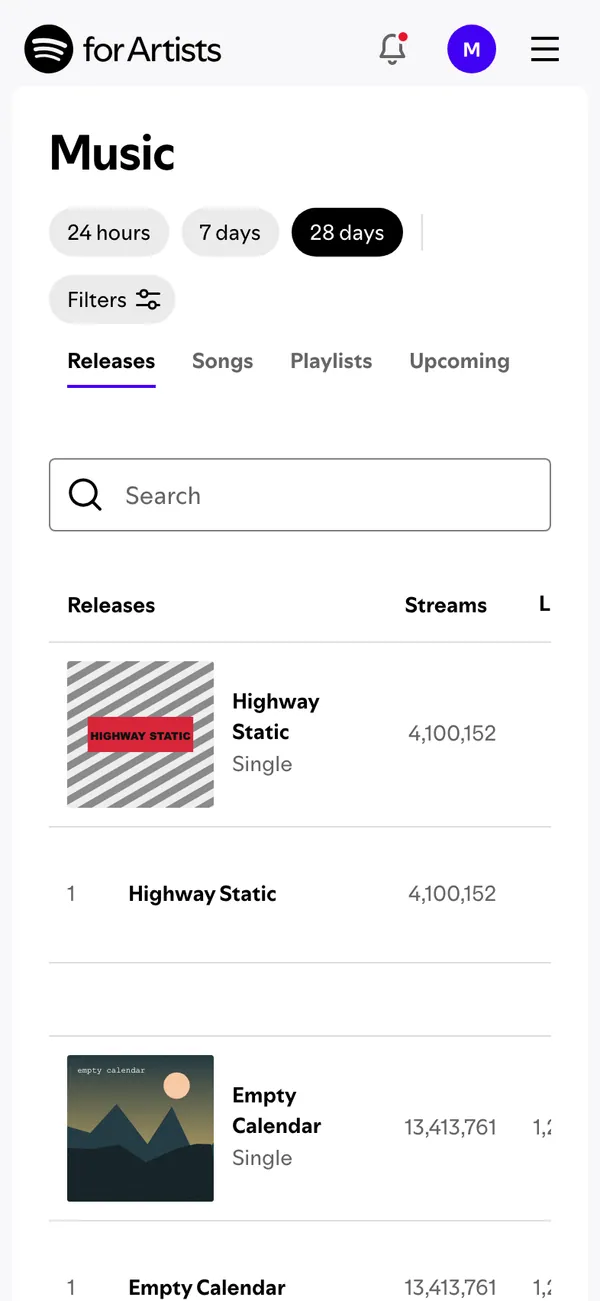 Spotify on mobile, screen 4