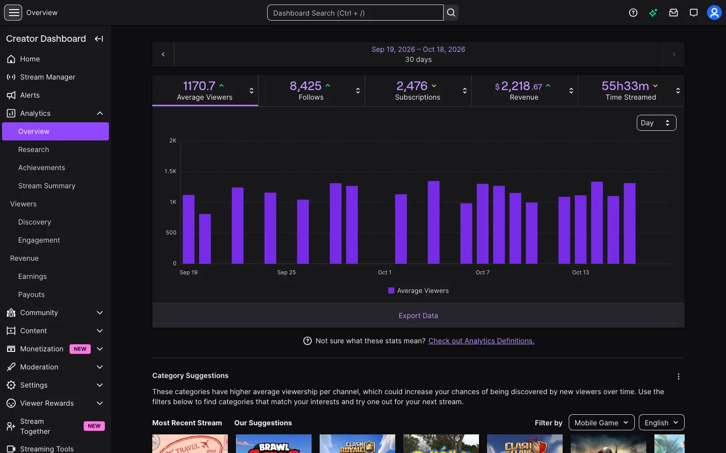 Twitch on desktop, 3