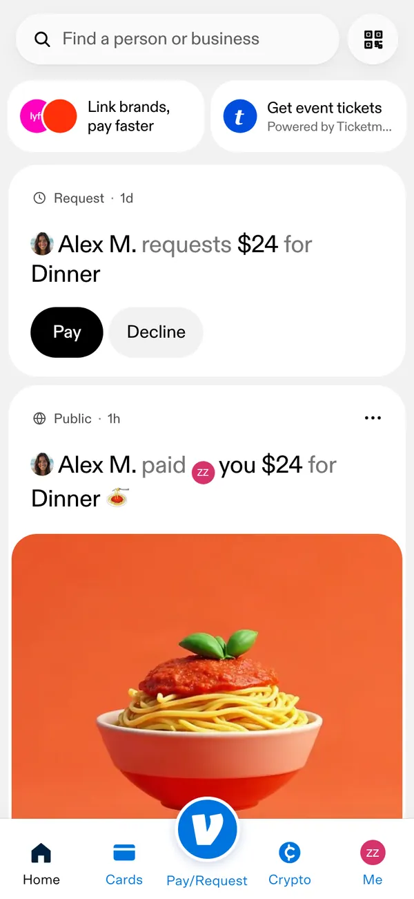 Venmo screen 1