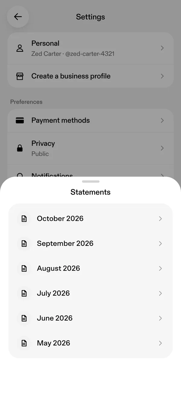 Venmo screen 3